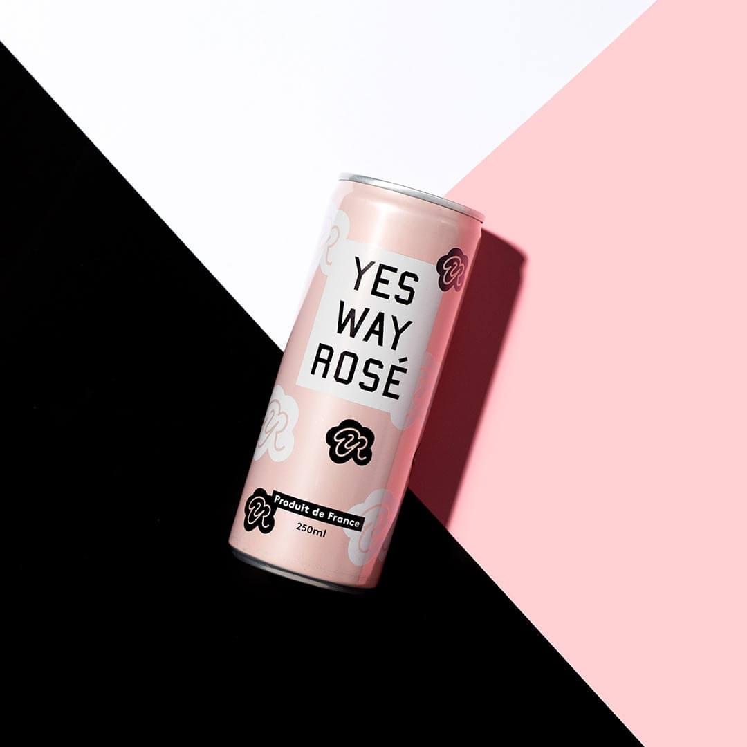 yes way rose can in pink and a pink,black and white background