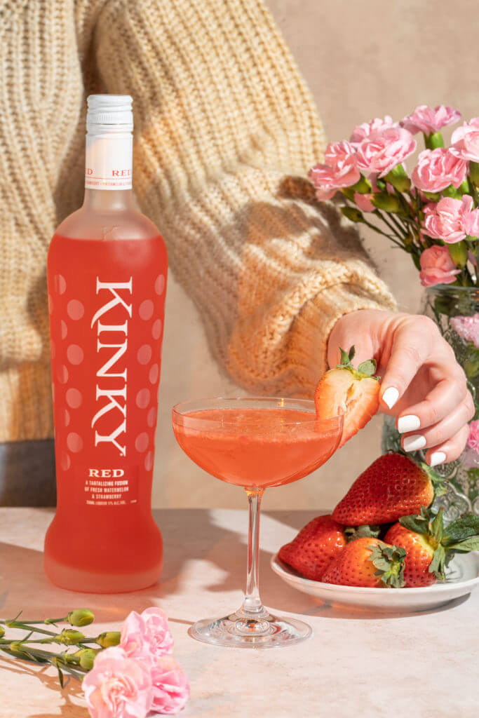 Kinky Valentine Martini and a bottle of red kinky